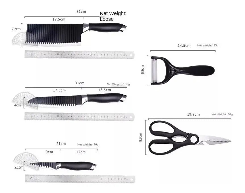 KIT DE CUCHILLOS 6 PIEZAS NEGRO