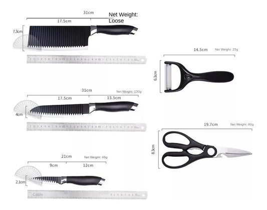 KIT DE CUCHILLOS 6 PIEZAS NEGRO